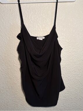 Aqua Black Draped Cowl Neck Camisole